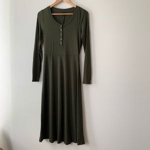 Dark Green Ribbed Midi Dress